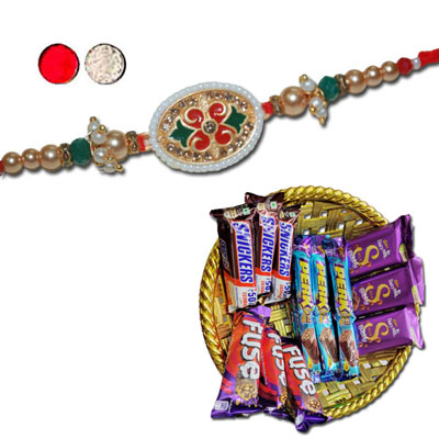 "RAKHIS -AD 4290 A (Single Rakhi), Choco Thali - code RC04 - Click here to View more details about this Product